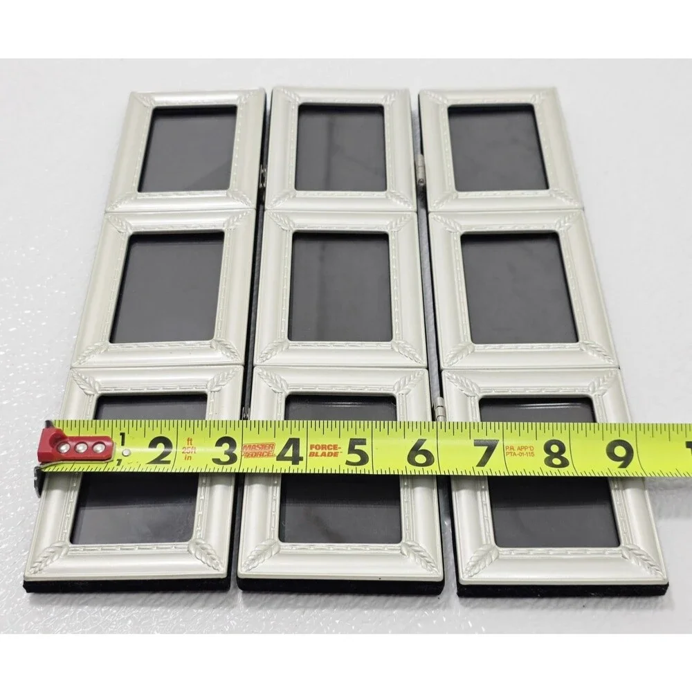 Vintage Hinged Collage Picture Frame Silver Tone Tabletop 9 Photos 2.5 X 3 In